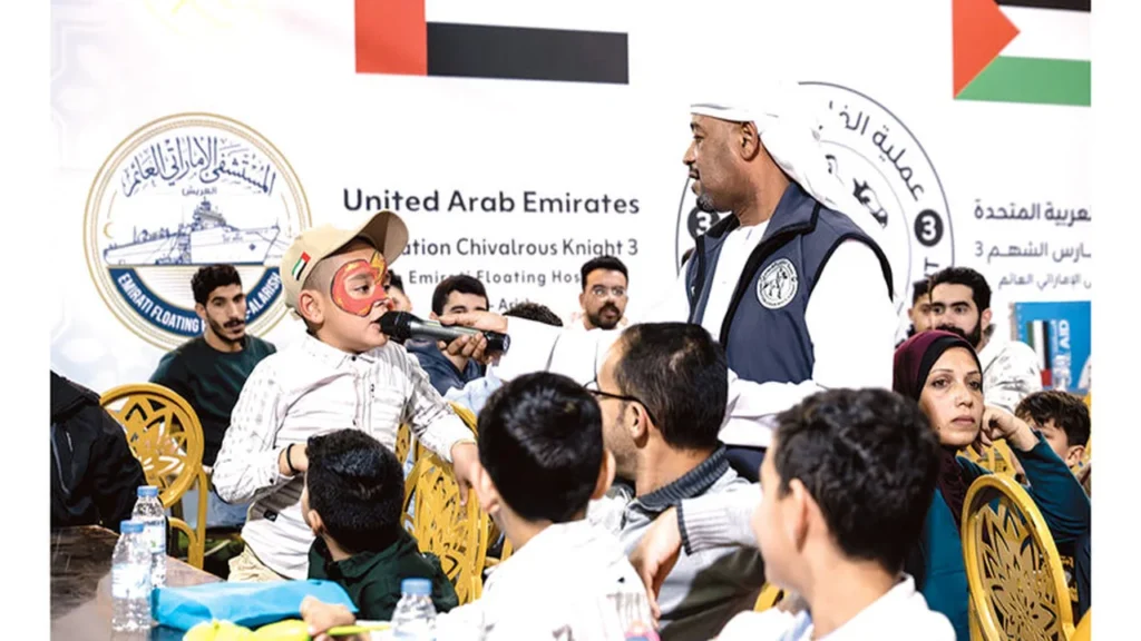 مبادرة الفارس الشهم 3 تشارك مرضى المستشفى الإماراتي العائم فرحة عيد الفطر